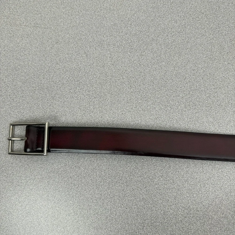 Cole Haan Polished Leather Belt 32 Mens Burgundy Dress Silver Buckle 1.25 Canada